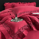 DecorBites™ Lace Embroidery 1200TC Egyptian Cotton 4Pcs Bedding Set with Wide Hollow Design
