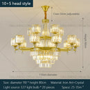Retro gold multi tier crystal chandelier living room light