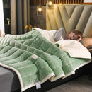 DecorBites™ Cozy Coral Fleece 3-Layer Bed Blanket for Autumn & Winter Warmth
