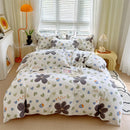 DecorBites™ Cotton Stripe Comforter Cover Set for Single Double Bed - Autumn Winter