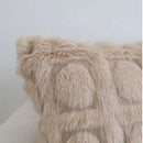 DecorBites™ Cream Geometric Faux Fur Pillow Case for Luxury Home Decor