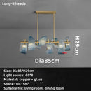 Modern blue glass led pendant lamps for dining room gold accents