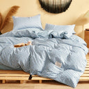 DecorBites™ Japanese Grid Print Bed Set in Washed Cotton for Summer Comfort