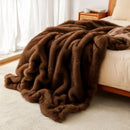 DecorBites™ Luxe Faux Fox Plush Blanket: Thick, Warm, Soft Sofa Cover - High-Quality Solid Color
