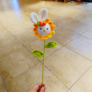 DecorBites™ Knitted Sunflower & Rabbit Bouquet: Handmade Crochet DIY Home Decor & Gift