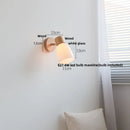DecorBites™ Amber Glass LED Wall Sconce Nordic Modern Wood Pull Chain Switch Stair Light