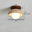 DecorBites™ LED Ceiling Light with Wood Base and White Glass Shade
