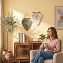 Sage Green and Natural Macrame Leaf Wall Hanging Set