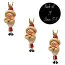 Santa Ornament with Smooth Beard | Pack of 3 | Bert Anderson Collection
