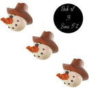 Cowboy Snowman Head Ornament | Pack of 3 | Bert Anderson Collection