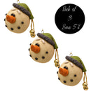 Large Snowman Head with Green Hat Ornament | Pack of 3 | Bert Anderson Collection