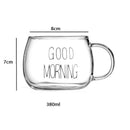 DecorBites™ Cute Letter Glass Mug, 380ml: Strawberry Tea Coffee Cup, Breakfast Milk Drinkware