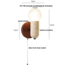 DecorBites™ Japanese LED Wall Lamp, Pull Chain Switch, Yellow Travertine Glass, White Shade