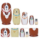 5 Pcs Matryoshka Wooden Toy Stack Nesting for Kids Birthday Gift Dolls Toys