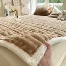 DecorBites™ Cozy Faux Rabbit Fur Quilted Mattress: Super Soft Warm Tatami Mat for Home