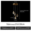 DecorBites™ Diamond Crystal Chandelier Staircase LED Golden Large Living Room Hall Lighting