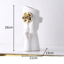 DecorBites™ Gold Rose Relief Ceramic Vase, Elegant Desk Floral Vase for Room Decor