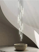 DecorBites™ Loft Black Chandelier: Acrylic Villa Ceiling Lamp for Living Room & Staircase