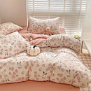 DecorBites™ Cotton Flower Printed Comforter Set: Breathable Double-Layer Yarn, Soft Bedding for Girls