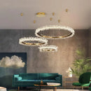 DecorBites™ Crystal Gold Ring LED Chandelier for Home Decoration Luxurious Living Room Dining Bedroom
