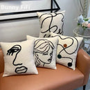 DecorBites™ Lambswool Face Cushion Cover 45x45 Beige White Abstract Art Pillowcase