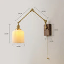 DecorBites™ Copper Swing Arm LED Wall Sconce Pull Chain Switch Rotate Walnut Canopy