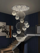 DecorBites™ Crystal Ball Chandelier: Modern LED Spiral Pendant Light for Staircase, Living Room, Lobby
