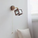 DecorBites™ LED Wall Lamp Sconce Walnut Wood Clear Glass Rotate Dining Room Mirror Light