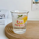 DecorBites™ 320ml Glass Tumbler Cup - French Style Bon Appetit Iced Coffee Juice Water Glass