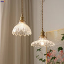 DecorBites™ Green Glass LED Pendant Lamp with Copper Wood Handle for Modern Nordic Home Decor