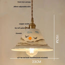 DecorBites™ Ceramic Wood Pendant Lamp LED Hanging Light Fixture for Modern Home Decor