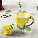 DecorBites™ Enamel Rose Peony Floral Coffee Cup Wedding Birthday Gift