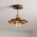 DecorBites™ Green Glass LED Ceiling Lights: Modern Copper Wood Indoor Lamp