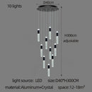 DecorBites™ Cylindrical Crystal Chandelier: Modern Villa Living Room Lamp for Stylish Interiors.