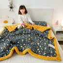 DecorBites™ Cotton Floral Double Quilt | Retro Soothe Doudou Bedding Blanket