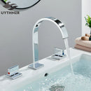 DecorBites™ Dual Handle Gold Basin Faucet - Deck Mounted Hot/Cold Water Mixer Tap