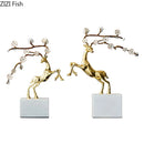 DecorBites™ Deer Antlers Statue - Enamel Sika Deer Sculpture for Room Decor