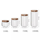 DecorBites™ Acacia Wood Lid Glass Food Storage Container - Elegant and Functional Kitchen Jar