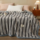 DecorBites™ Japanese Striped Coral Fleece Blanket: Warm Sofa Cover, Office Nap Shawl, All Seasons