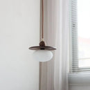 DecorBites™ Glass LED Pendant Lamp with Walnut Wood Brass Accent