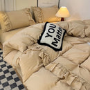 DecorBites™ Lace Patchwork Duvet Cover Set, Soft Microfiber, Full Queen Size Bed Linen Pillowcase