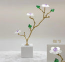 DecorBites™ Crystal Flower Tree Sculpture: Golden Branches Metal Figurine for Home Decor