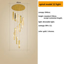 DecorBites™ Gold Chrome Steel Crystal Pendant Lights with Dimmable LED for Villa Stair
