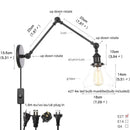 DecorBites™ Industrial Loft Swing Arm Wall Sconce Clear Glass Pull Chain Switch Bedside Lamp