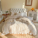 DecorBites™ French Princess Cotton Bedding Set with Flower Embroidery and Ruffle Edge