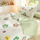 DecorBites™ Cartoon Print Foldable Bed Cover Set | Cotton Quilted Cushion Mat