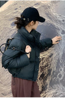 Women Winter Cropped Jacket – Warm Cotton-Padded Puffer Coat