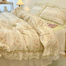 DecorBites™ Korean Princess Floral Print Bedding Set in Washed Cotton for Girls