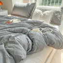 Light blue diamond grid jacquard bedding sets for bedroom comfort