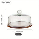 DecorBites™ Creative Wooden Cake Pan Food Storage Box with Glass Lid